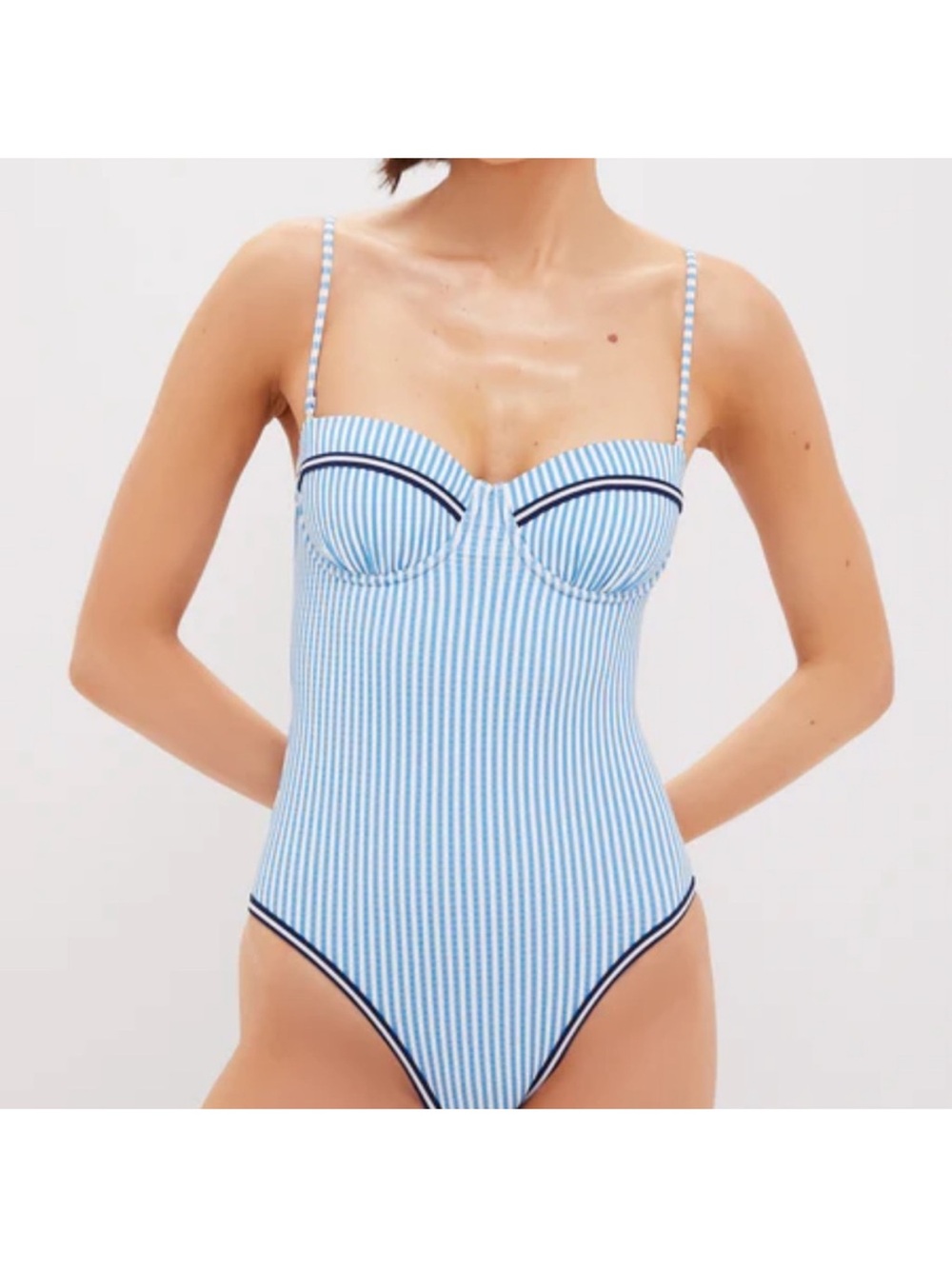 SOLID & STRIPED French Blue Brule Stripe Alma NWT Small